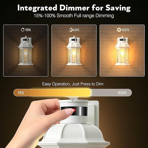 VIANIS 2-Pack Motion Sensor Outdoor Lights for House, White Garage Light Wall Mount Lantern, Modern Exterior LED Wall Lights Fixtures with Ripple Tempered Glass, Outside Wall Sconce Lamp for Porch