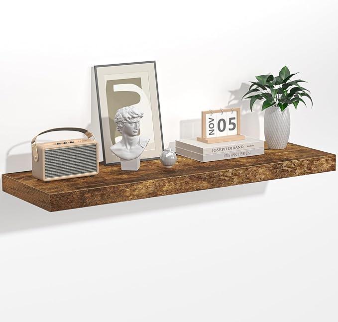 Floating Shelves - 10.3 Inch Deep Wall Shelf for Decor & Storage - Wall Mounted Display Shelving with Invisible Heavy-Duty Metal Bracket - 36