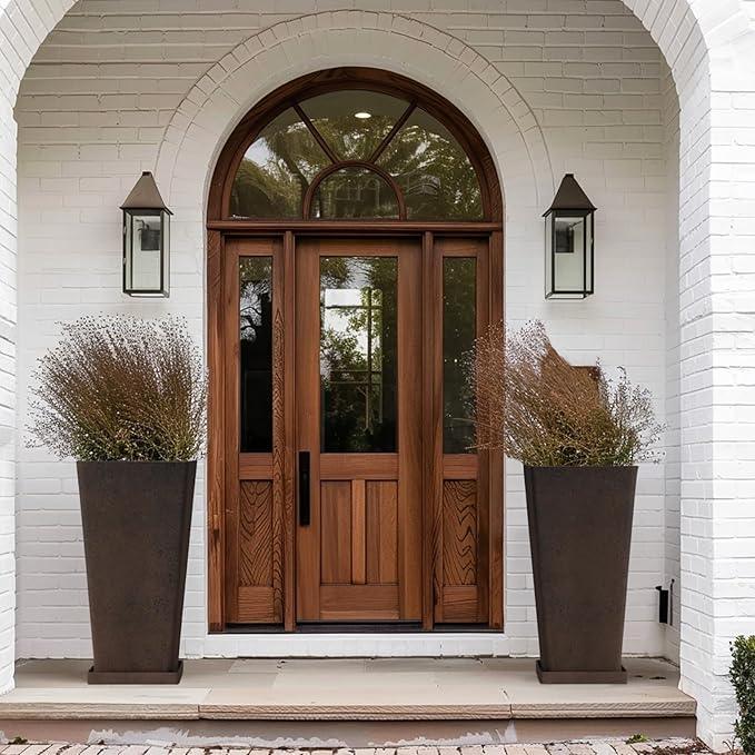 LA JOLIE MUSE 30 inch Tall Planters Set of 2, Indoor/Outdoor Rectangular Large V Shaped Taper Planters for Front Door