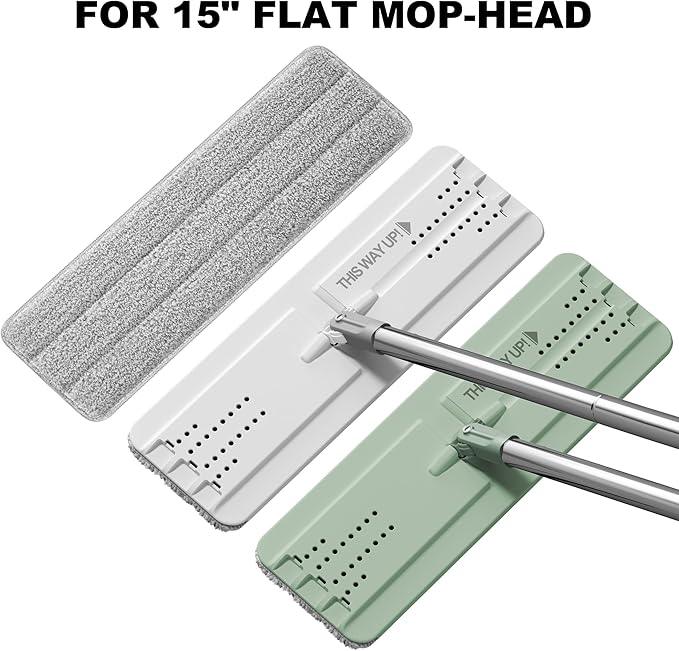 JOYMOOP Flat Mop Pads, Microfiber Mop Cleaning Pads, Washable Pads, Pads Replacement for JOYMOOP Flat Mop or Mop Bucket Set, Pack of 4 Refills 15inch - Grey and Stripe