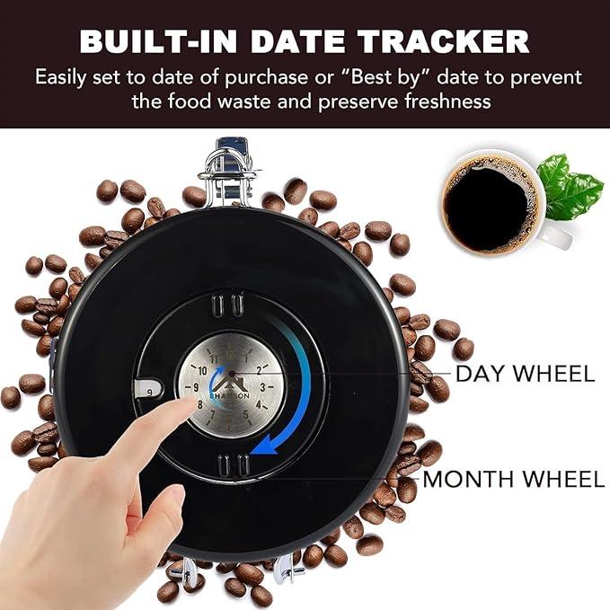ShanSon Coffee Canister Airtight Coffee Container Stainless Steel Coffee Bean Storage Container with Scoop Coffee Canister for Beans Grounds Sugar Flour Tea Cereal,11OZ, Black