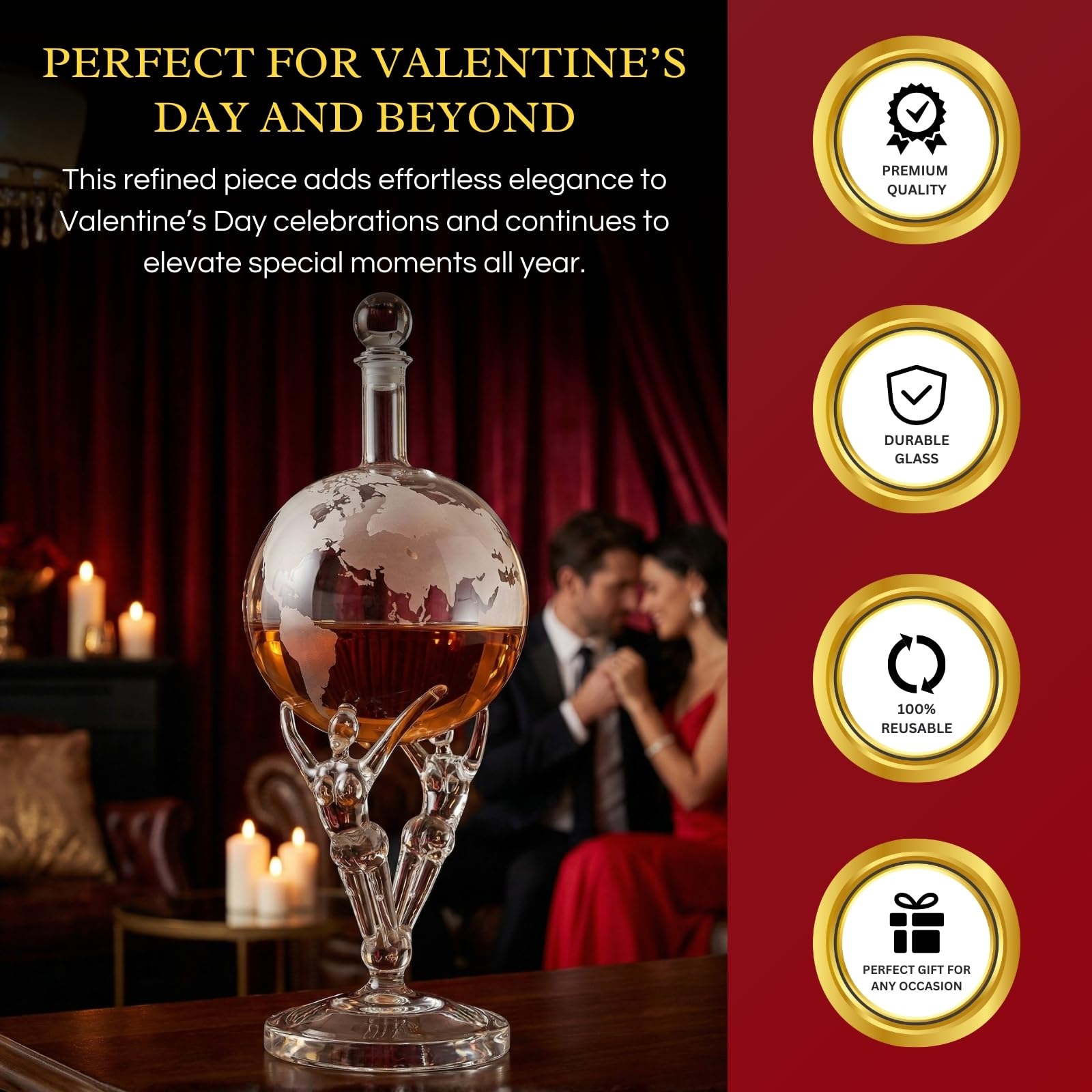 Love Crystal Decanter, For Wine & Whiskey The Wine Savant - 12