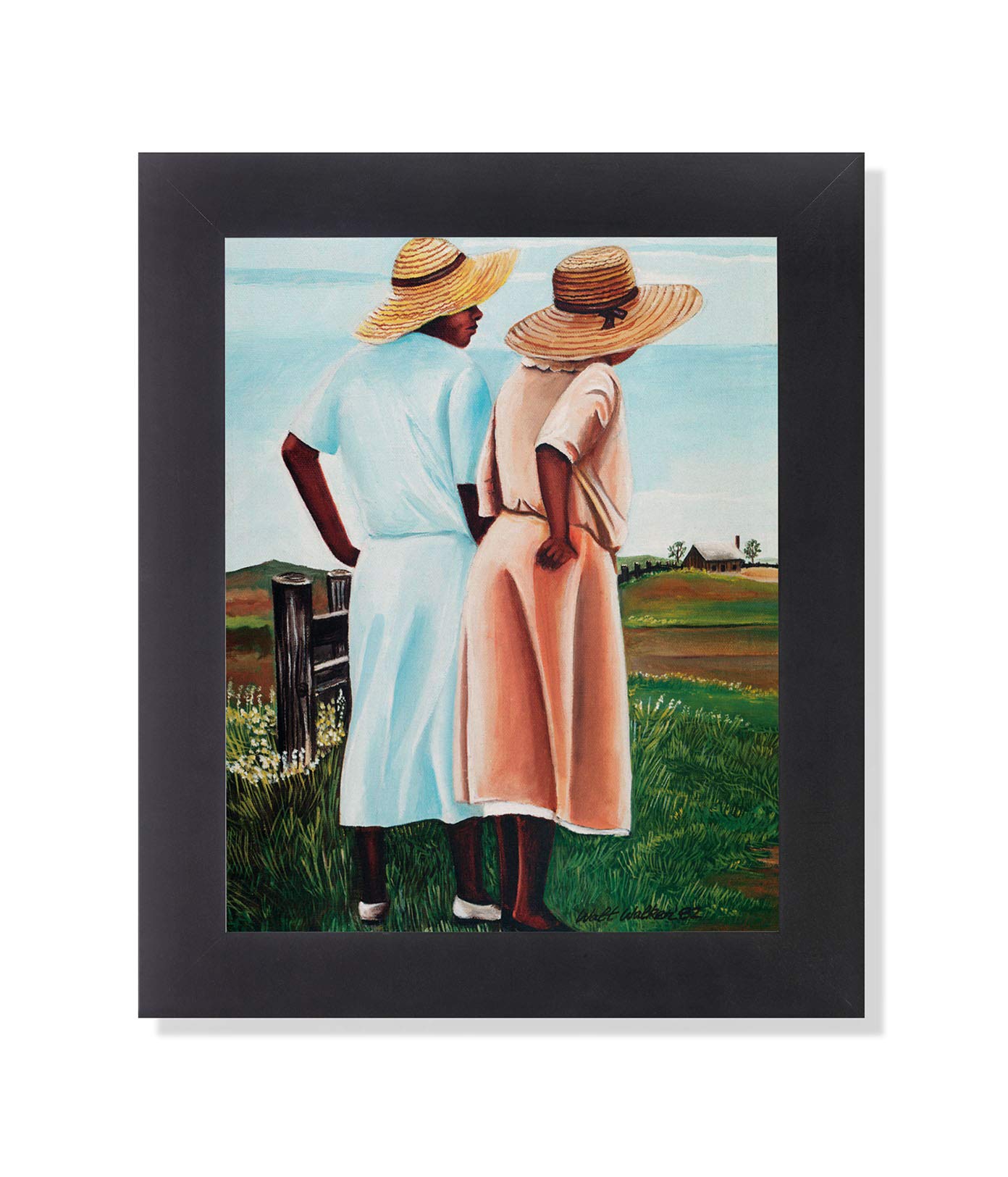 Framed Wall Art – African American Sisters 8x10 Art Print With Black Wood Frame