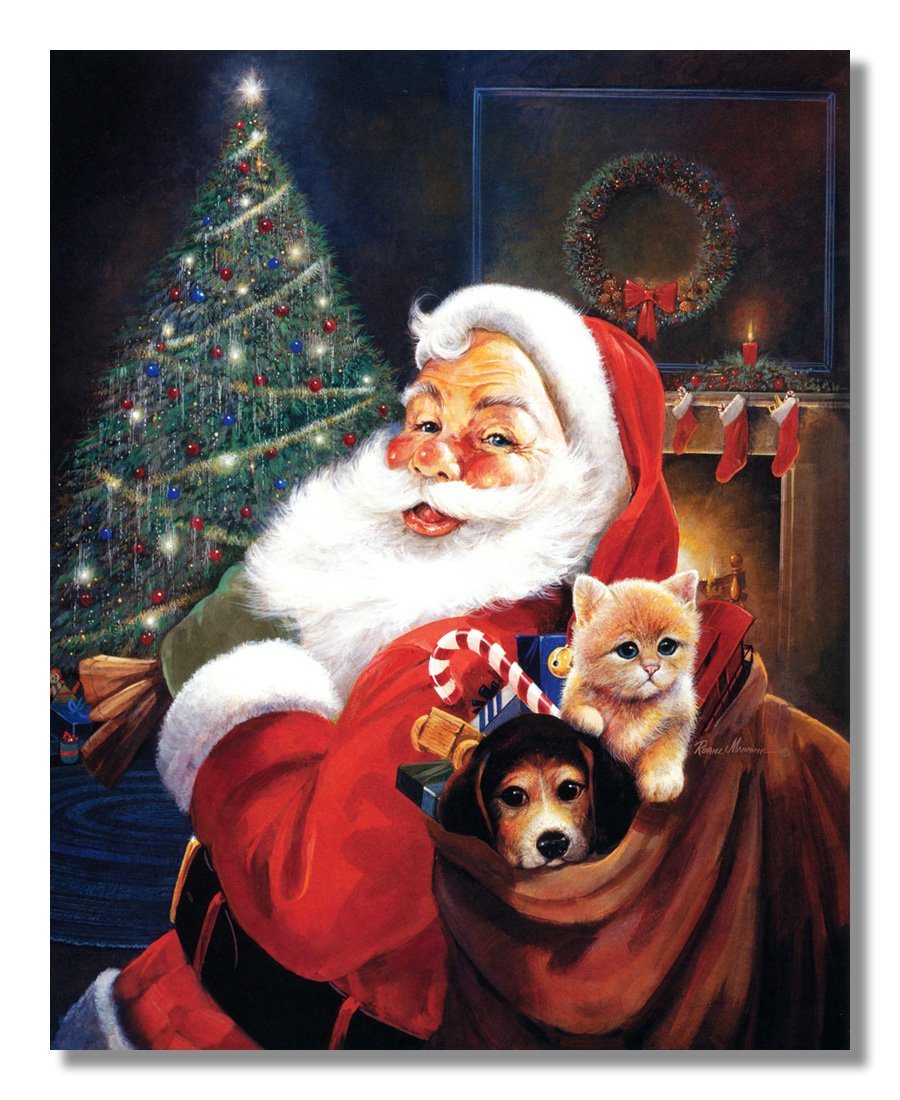 Santa Claus Christmas Art – Dog and Cat Toy Bag Wall Decor 8x10 Print