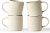 famiware Coffee Mug Set for 4, Star 12 oz Catering Mugs Cup Set with Handle for Coffee, Tea, Cocoa, Milk - Ceramic Stoneware Drinkware Set, White