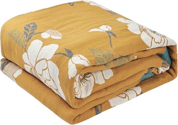 Boho Throw Blanket for Bed - 100% Pure Cotton Ultra Soft Rustic Quilt - Farmhouse Decor Bed Blankets, All Season Rustic Throw for Sofa Couch Chair(60