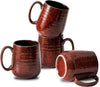 Hasense Red Coffee Mugs Set of 4, 12 oz Coffee Cups Ceramic, Latte Mug with Large Handle for Coffee, Tea, Milk and Chocolate,Easy Hold & Clean, Dishwasher & Microwave Safe