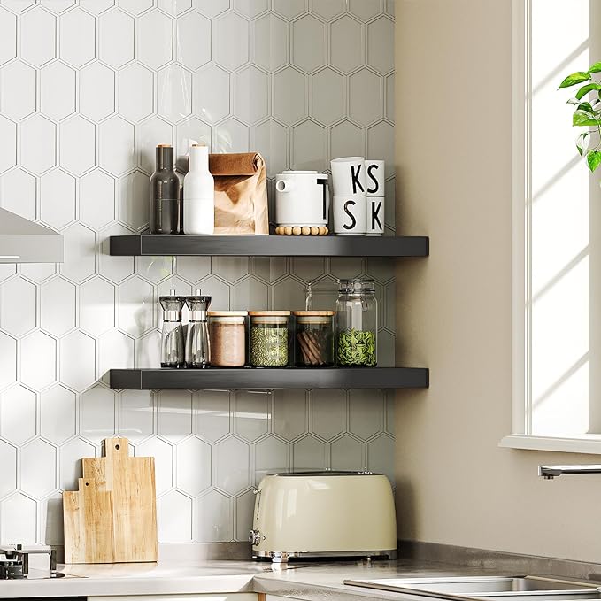 HOOBRO Floating Shelves for Wall, Wall Mounted Shelf Set of 2, 23.6