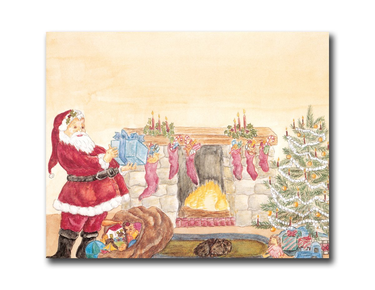 Christmas Wall Art – Santa Claus Print 8x10 Framed Holiday Decor