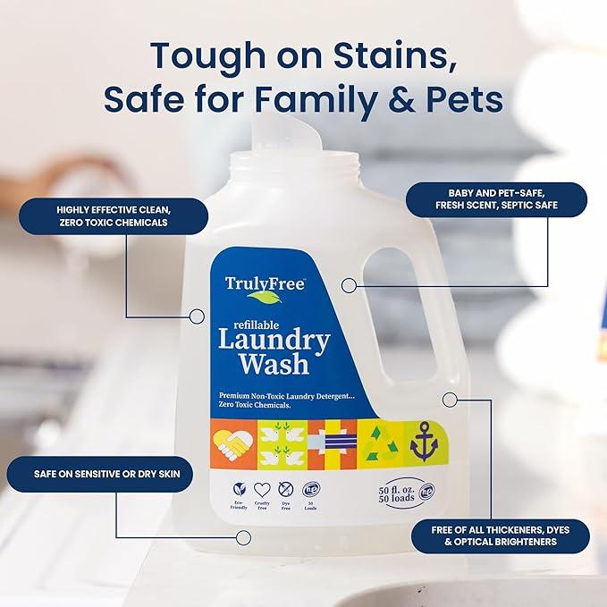 Laundry Detergent for Sensitive Skin | Gentle & Safe for Baby Clothes | Plant-Based | 6 Pack Refill Powder | Easy to Dissolve to Create a Liquid | Signature Scent (300 Loads)