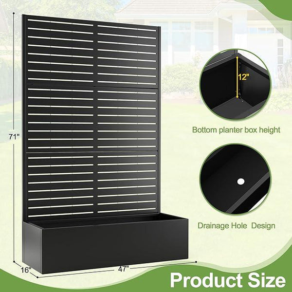 Trellis for Climbing Plants Outdoor，Mental Garden Bed with Drainage Holes Outdoor Privacy Screen Design Tall planters for herb Flower Vegetables 73