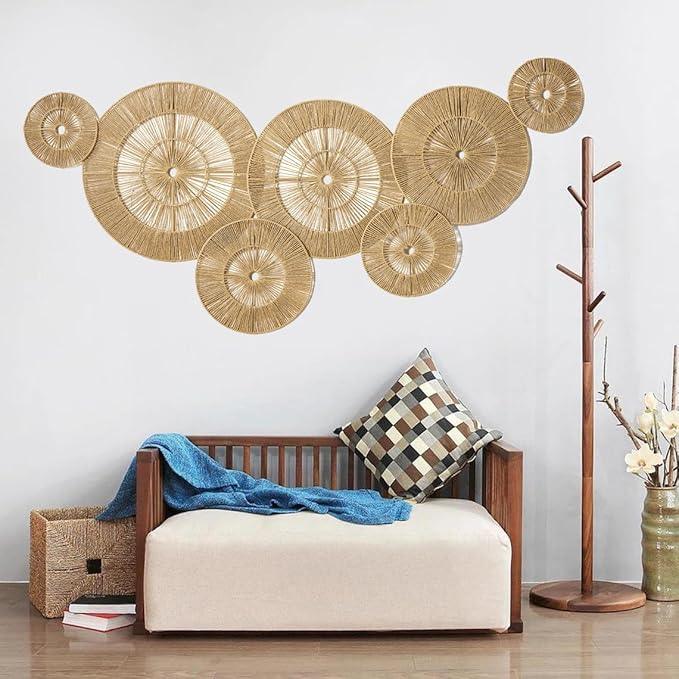 Mokof 7 Pack Boho Wall Decor Round Baskets Set (Small 7