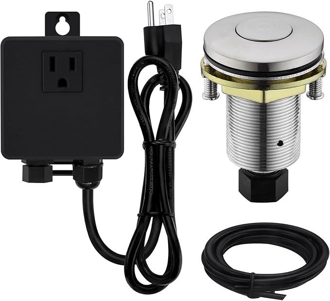 Garbage Disposal SinkTop Air Switch Kit with Stainless Steel Button,Brushed Nickel