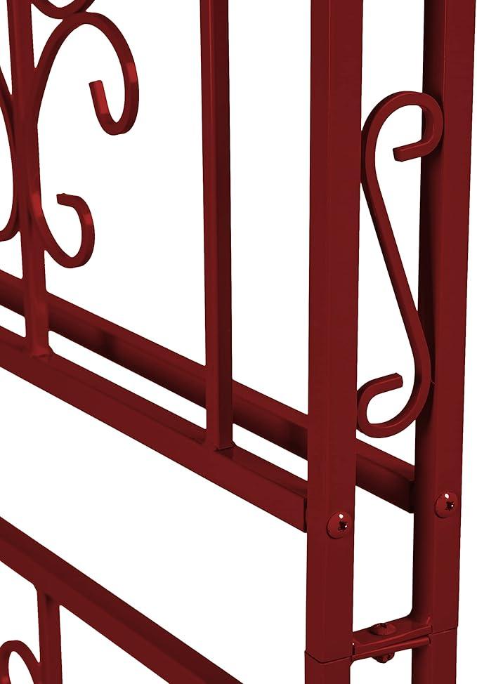 Evergreen Plow & Hearth Arch Metal Outdoor Garden Arbor | Montebello | 7 Feet Tall | Red | Iron Trellis Lattice for Climbing Plants | Wedding | Outdoor Patio Decor (Red)