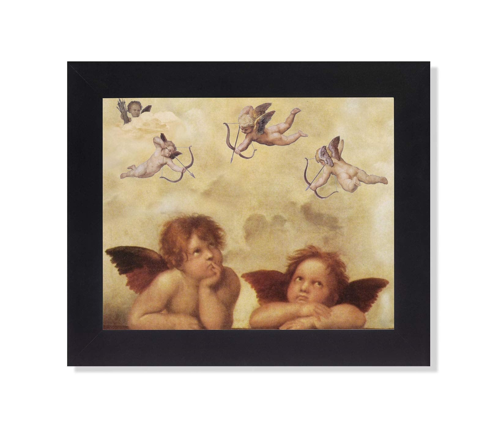 Framed Angel Wall Art – Cherub Art Print in Black Wood Frame 8x10 Picture