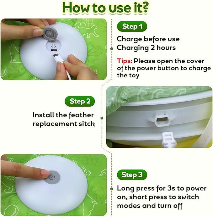 Interactive Cat Toys, Motion Activated, Moving Feather, Real Mouse Squeaky, Hide and Seek Cat Toys for Indoor Cats