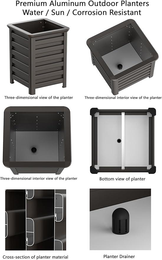 Aluminum Outdoor Planter - 19.68