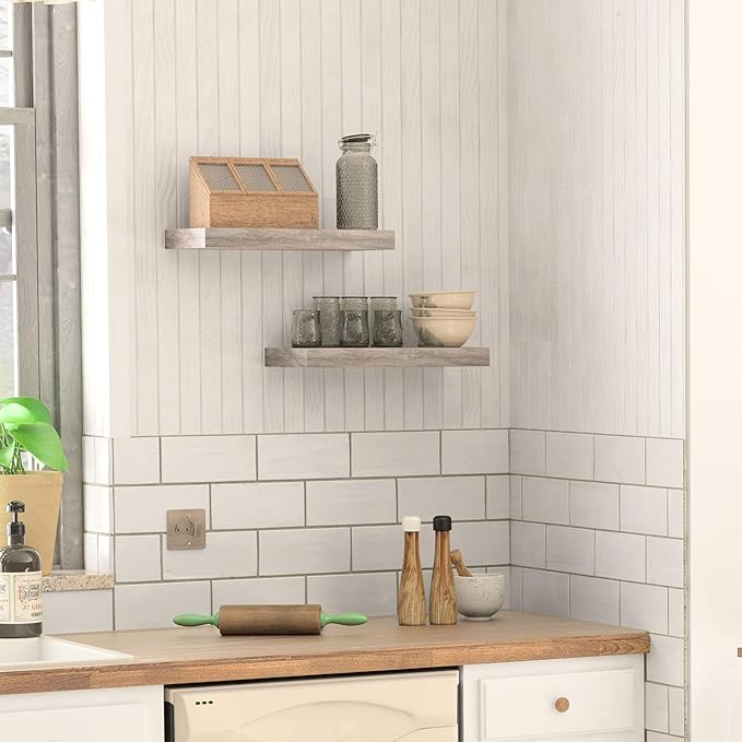 HOOBRO Floating Shelves for Wall, Wall Mounted Shelf Set of 2, 15.7