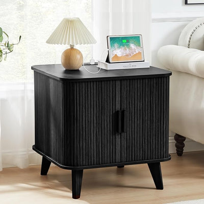 Farmhouse Square End Table with Charging Station, 24