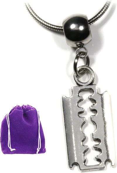 Razor Blade Necklace for Men and Women - A Great Punk Rock Necklace for Men or Punk Necklaces for Women or an Emo Necklace for Men and Emo Accessories Men and Women will Love a Barber Necklace for Men