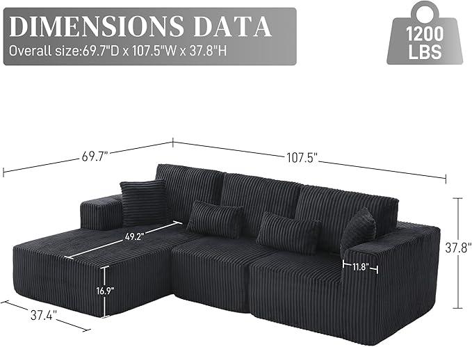 HYJT-H&K Modular Sectional Sofa Cloud Sectional Couch, 107