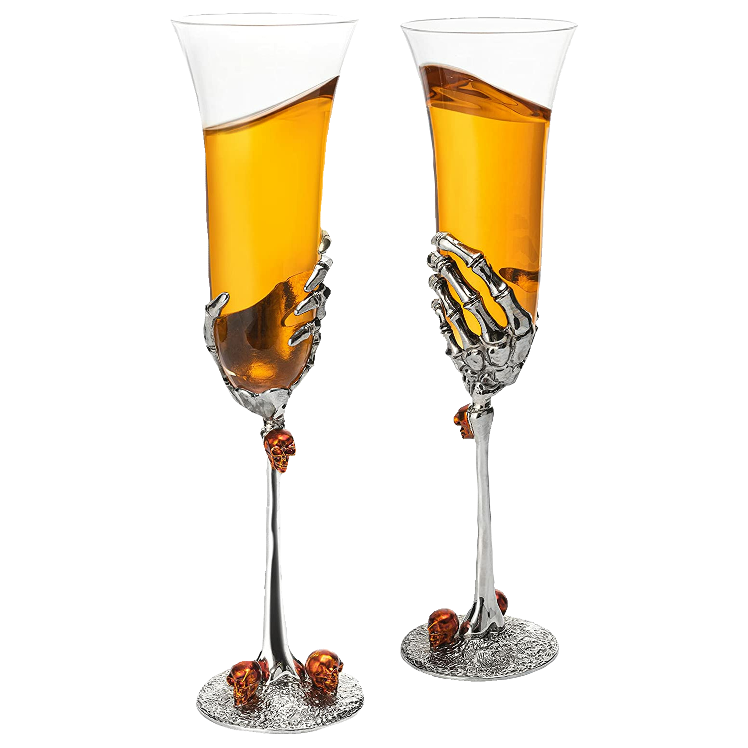 Stemmed Skeleton Champagne Glasses Set of 2 by The Wine Savant - 7oz Skeleton Glasses 9