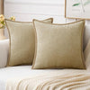MIULEE Pack of 2 Couch Throw Pillow Covers 22x22 Inch Beige Farmhouse Decorative Pillow Covers with Stitched Edge Soft Chenille Solid Dyed Spring Pillow Covers for Sofa Bed Living Room