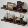 SAUMONIERES Picture Ledge Shelf Floating Book Shelves Set of 2 Wall Mounted Solid Wood for Bedroom Bathroom Living Room Kitchen, 24 Inch Walnut