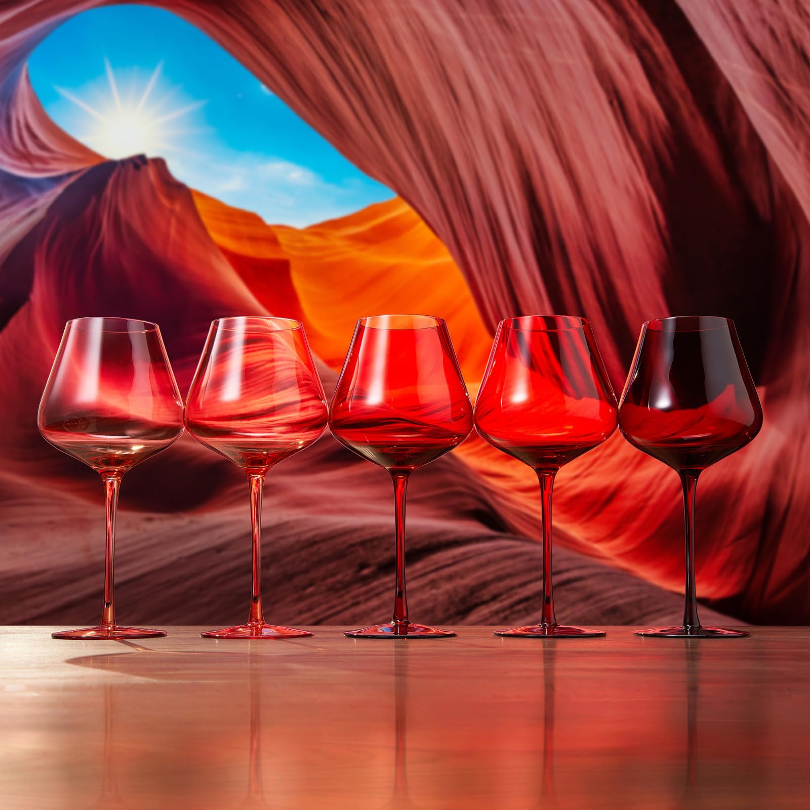 Red Rocks Gradient Colored Wine Glass | Set of 5 | 20 oz