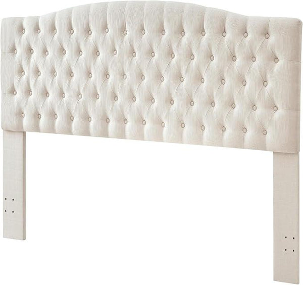 Linen Upholstered Headboard King/Cal King Size Latest Model Wall Mount, Bed Frame Mount, Featuring High-Density Sponge Padding, Luxury Texture Easy Assembly Comfort and Style-Ivory