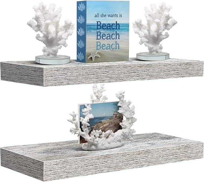 Sorbus Floating Shelves, Wall Shelves for Bedroom, Kitchen, Living Room, Bathroom Shelves Over The Toilet, Office, Home Decor, Farmhouse, 16 Inch Wall Mounted Rustic Floating Shelves for Wall, 2 Pack
