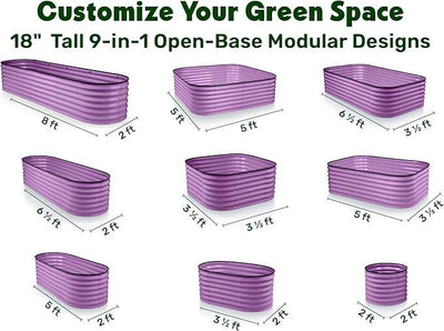 9-in-1 Galvanized Steel Raised Garden Bed // 8×2×1.5 ft Modular Planter for Gardening, Vegetables, Flowers // 18