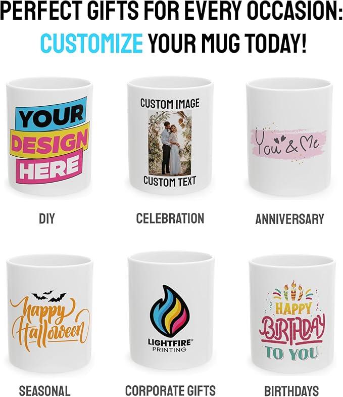 Personalized Coffee Mug – Custom Photo, Text, or Logo Ceramic Mug Tea Cup | Taza Personalizada with Picture or Message | Customized Gift Idea for Men & Women, Mom, Dad, Friends - White/Red | 15oz