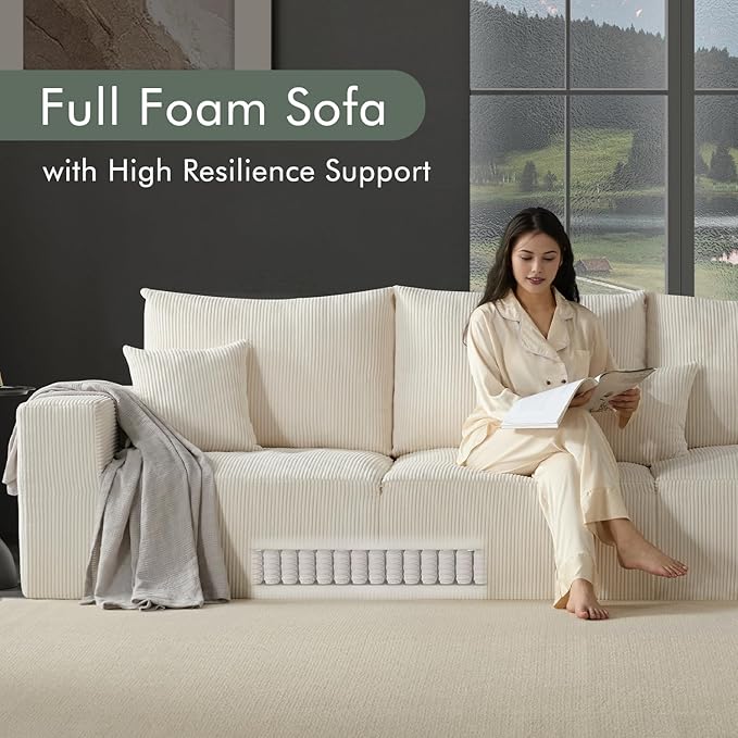 Boneless Sectional Cloud Couch Sofa Bed for Living Room, 112