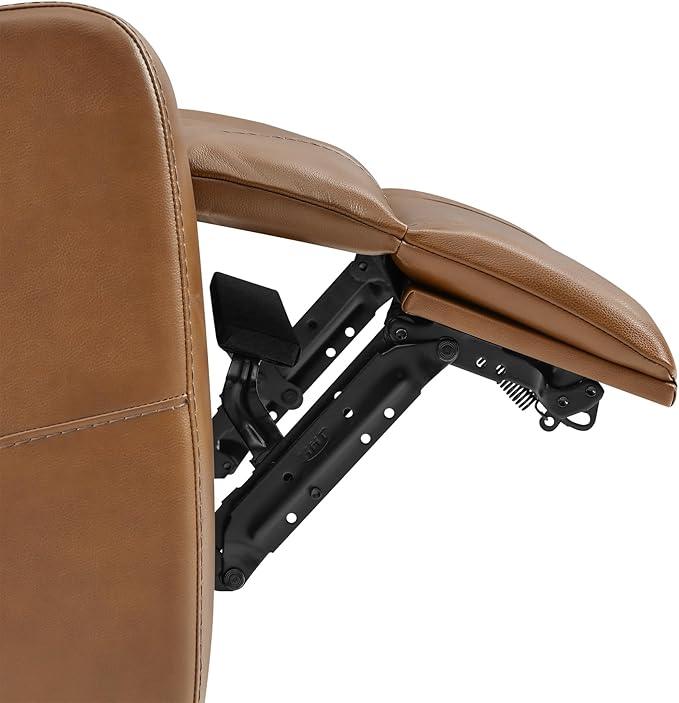 Watson & Whitely Genuine Leather Power Recliner Chairs for Adults, Lay Flat Recliner with Power Headrest, USB Ports and Cup Holders, Electric Reclining Sofa for Living Room, Bedroom, Saddle Brown
