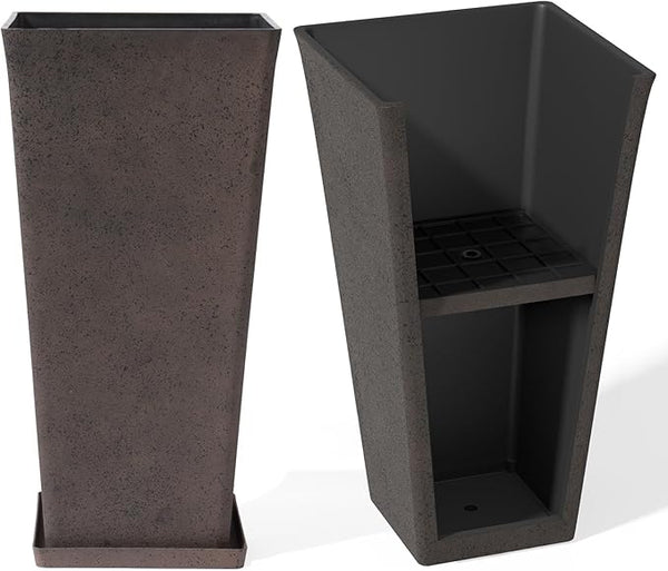 LA JOLIE MUSE 30 inch Tall Planters Set of 2, Indoor/Outdoor Rectangular Large V Shaped Taper Planters for Front Door