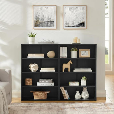 71 Inch Tall 8-Shelf Bookcase, Wood Bookshelf Storage Organizer Adjustable Shelf for Home Office Living Room, Converts into Two 4-Shelf Bookshelves, Black