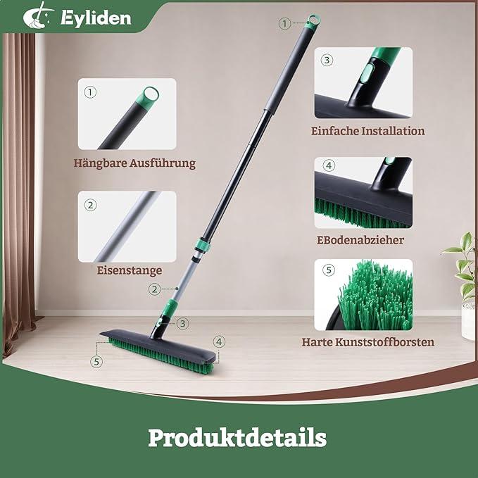 Eyliden X-Large Floor Scrub Brush, 2 in 1 Scrape Brushes with Rubber Squeegee | 55.3