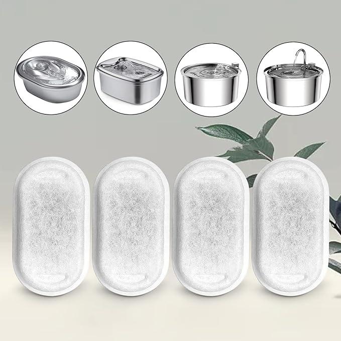 Cat Water Fountain Filters for 108/3.2L& 67oz/2L Stainless Steel Pet Water Dispenser,16 Cat Fountain Filter Replacement with 16 Sponges (16 Filters&16 Sponges)
