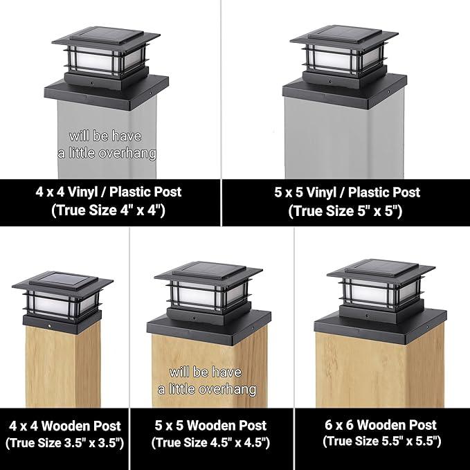 Dynaming 6 Pack Solar Flame Post Lights Outdoor, Solar Powered Fence Post Cap Lights, High Brightness Flickering Flame SMD LED Lighting Decor for Garden Deck Patio, 4x4, 5x5 or 6x6 Vinyl/Wooden Posts