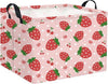 HIYAGON Rectangular Baby Girl Basket Kids Baby Storage Basket Toy Storage Bin Organizer Box Room Decor(Strawberry)