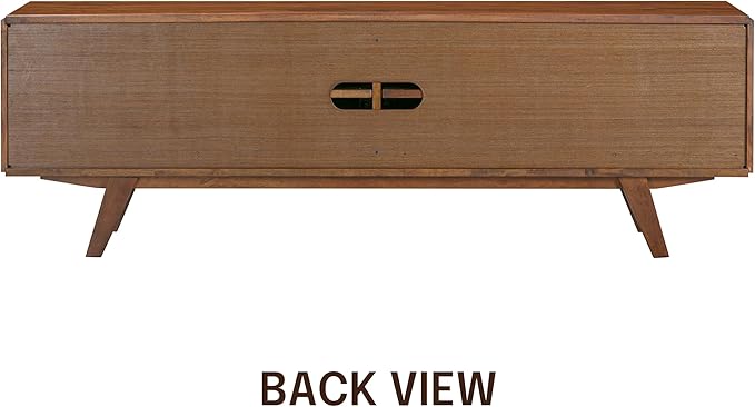NTC Sapa Mid-Century Modern Solid Wood TV Stand 4-Door Media Console with Carved Geometric Fronts for TVs up to 75