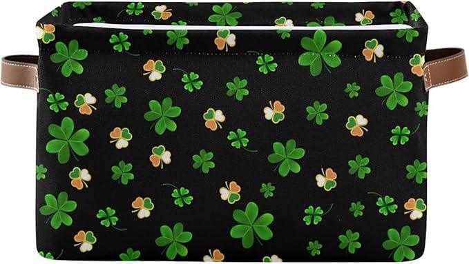 Storage Basket St Patrick's Day Cube Storage Bins Organizer Bag Collapsible Closet Shelf Baskets with handle for Baby Cloth Pet Toy Book 14.2×10.2×8.3 IN