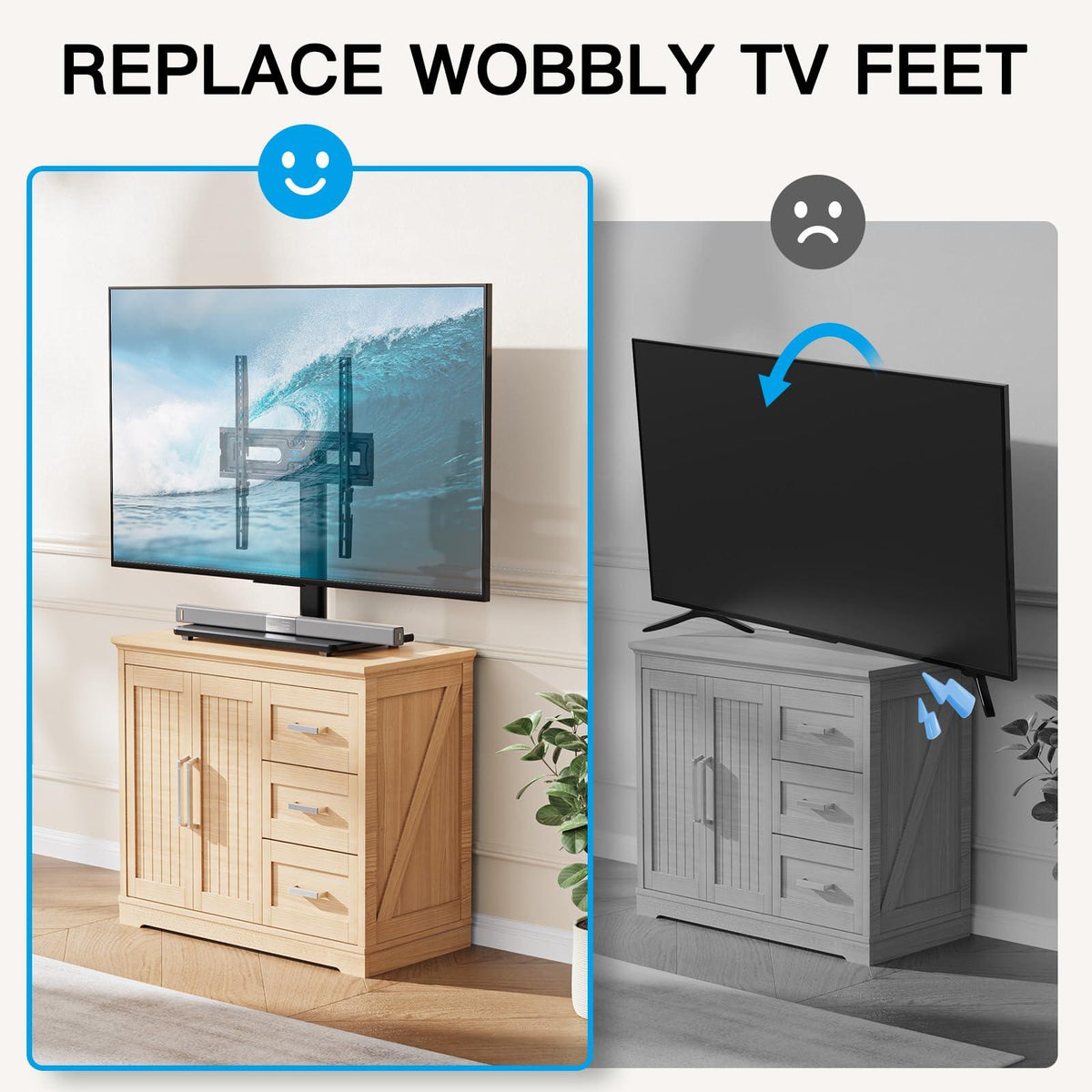 Universal Swivel Tabletop TV Stand for 32-65 in TVs, Height Adjustable