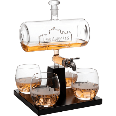Wine & Whiskey Decanter Set 1100ml by The Wine Savant with 4 Whiskey Glasses, Drink Dispenser Scotch, Bourbon, Brandy Home Office Apartment Decor, Gifts - Dallas, Memphis, New York & Los Angeles Gifts