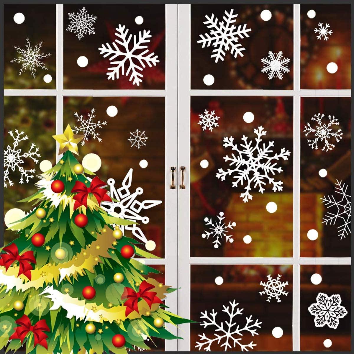 318 Pcs Snowflake Window Clings, White Christmas Decoration