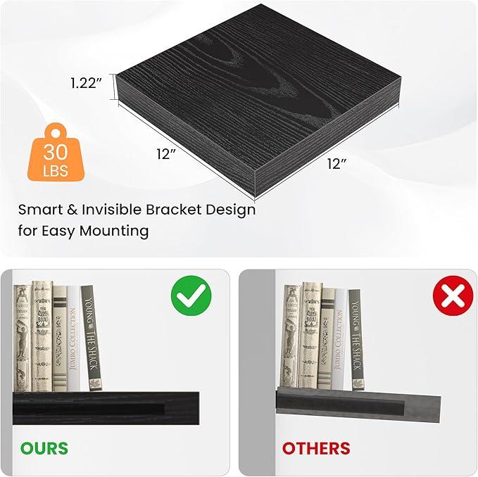 Square Floating Shelves for Wall, 12