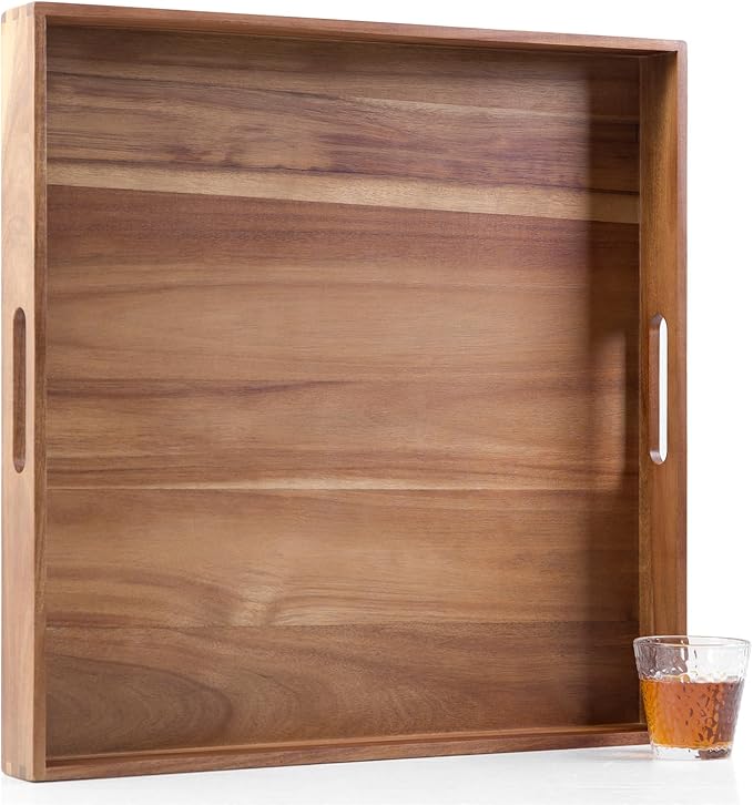 Extra Large Square Wood Tray, Generously 22