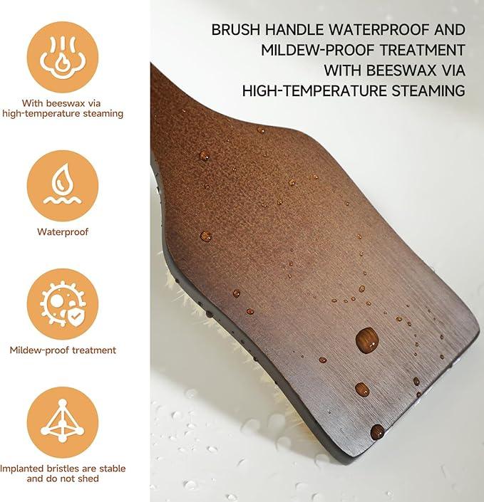 Back Scrubber Shower Brush,Dry Brushing Body Brush with 17.7 Inch Curved Long Handle, Natural Bristles for Lymphatic Drainage, Soft & Stiff Bristles Available (Medium-Soft Horsehair)