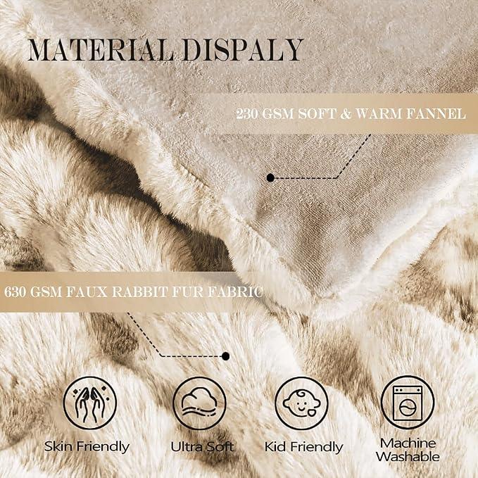 Latepis Soft Luxury Faux Fur Bubble Blanket, Thick Warm Cozy Throw Blanket for Couch, Plush Fluffy Blanket for Sofa and Bedroom Women Gift, 50” x 60”, Tie-dye Camel, 860GSM